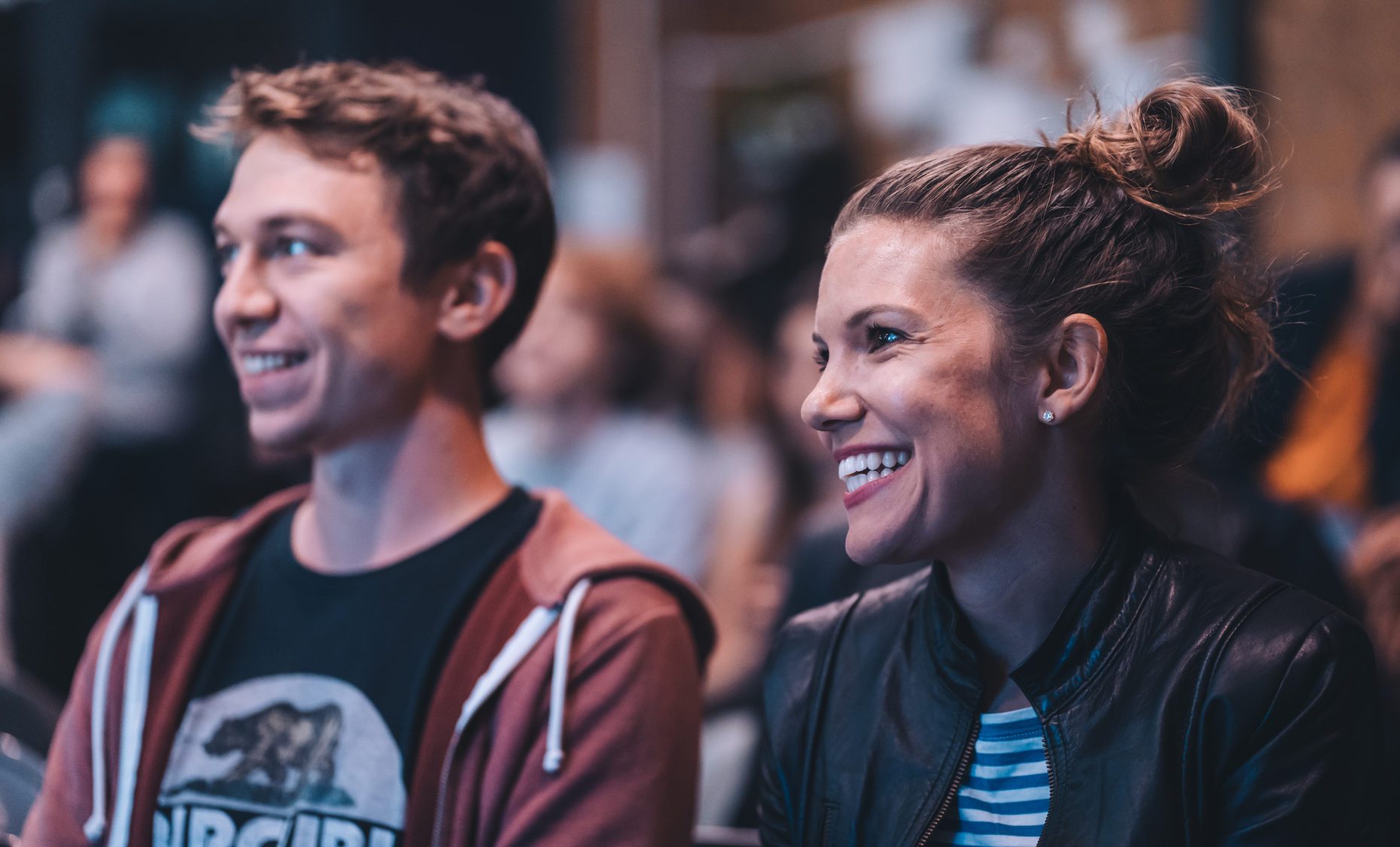 Max and Nina waiting to practice their pitch