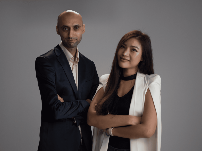 Man and woman smiling