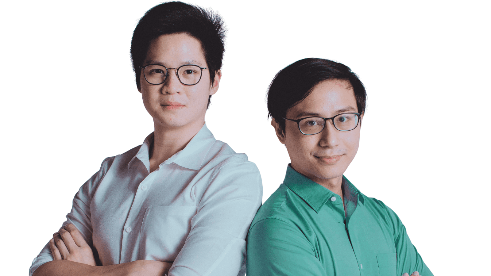 Two men smiling